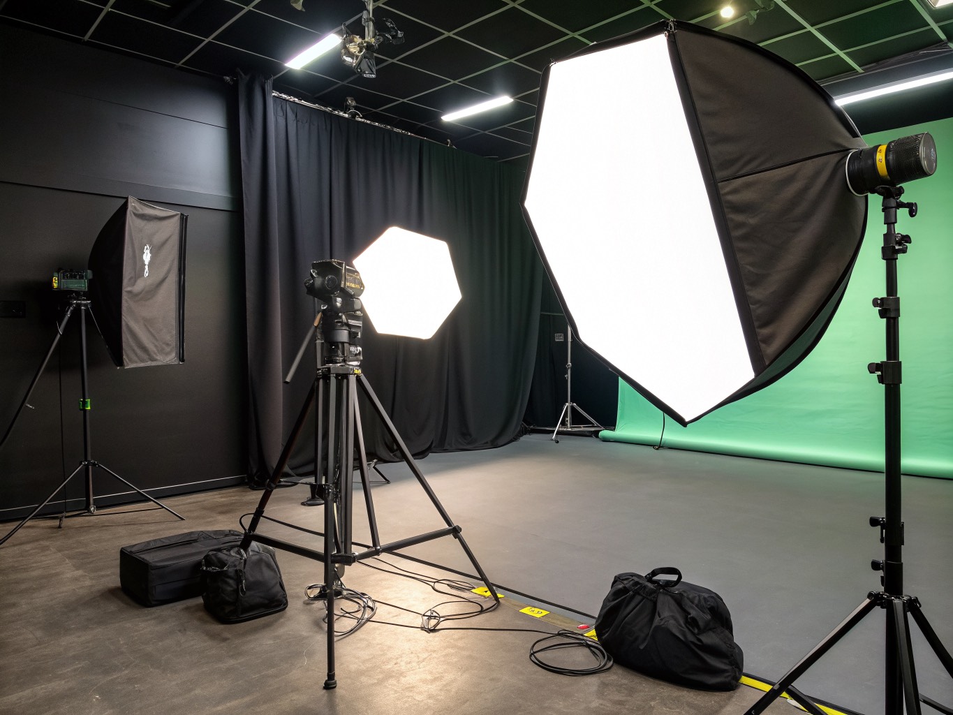 Professional photography studio lighting setup